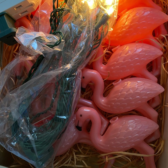 1991 Sue Scott Vintage Flock O Flamingos String Lights TWO SETS - Picture 4 of 9